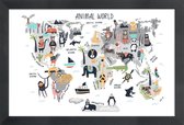 JUNIQE - Poster met houten lijst Animal Kingdom -13x18 /Kleurrijk