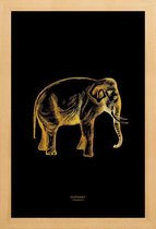 JUNIQE - Poster met houten lijst Elephant gouden -40x60 /Goud & Zwart