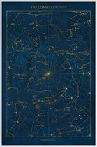 JUNIQE - Poster met kunststof lijst Constellations gouden -30x45