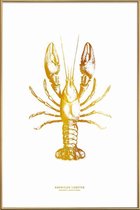 JUNIQE - Poster met kunststof lijst American Lobster gouden -30x45