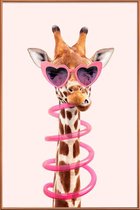 JUNIQE - Poster met kunststof lijst Dorstige Giraffe -13x18 /Bruin &