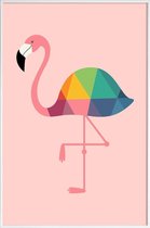 JUNIQE - Poster in kunststof lijst Regenboog Flamingo -60x90 /Roze