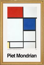 JUNIQE - Poster met houten lijst Mondrian - Composition II, with Red,