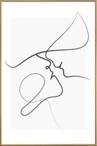 JUNIQE - Poster met kunststof lijst Playful -13x18 /Grijs & Ivoor