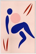 JUNIQE - Poster met kunststof lijst Blue -13x18 /Blauw & Roze