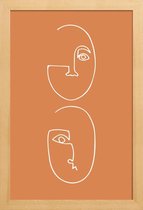 JUNIQE - Poster in houten lijst Coupling -40x60 /Bruin & Oranje