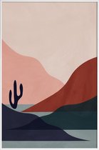 JUNIQE - Poster in kunststof lijst Desert -60x90 /Grijs & Rood