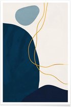 JUNIQE - Poster Mindfulness gouden -20x30 /Blauw & Goud