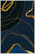 JUNIQE - Poster met kunststof lijst Ghost gouden -13x18 /Blauw & Goud
