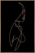 JUNIQE - Poster met kunststof lijst Femme I gouden -20x30 /Goud &
