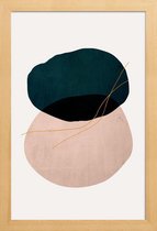 JUNIQE - Poster in houten lijst Crossed -60x90 /Blauw & Groen