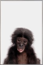 JUNIQE - Poster met kunststof lijst Bonobo -30x45 /Bruin & Zwart