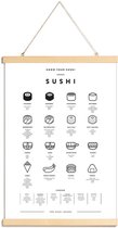 JUNIQE - Posterhanger Sushi infographic -40x60 /Wit & Zwart