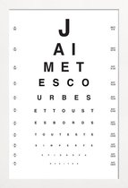 JUNIQE - Poster met houten lijst Eye Chart Je t'aime -13x18 /Wit &