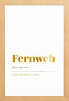 JUNIQE - Poster met houten lijst Fernweh gouden -20x30 /Goud & Wit