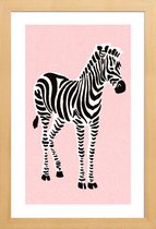 JUNIQE - Poster met houten lijst Zebra Pink -13x18 /Roze