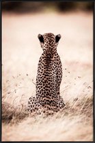 JUNIQE - Poster met kunststof lijst Still Leopard -13x18 /Bruin