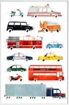 JUNIQE - Poster in kunststof lijst Cars and Lorries -60x90 /Kleurrijk