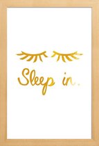 JUNIQE - Poster met houten lijst Sleep In gouden -40x60 /Goud & Wit