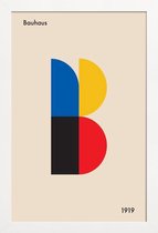 JUNIQE - Poster in houten lijst B for Bauhaus -30x45 /Blauw & Ivoor