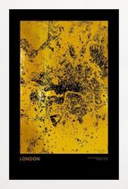 JUNIQE - Poster met houten lijst London gouden -40x60 /Goud & Zwart
