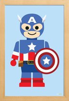 JUNIQE - Poster in houten lijst Capitan America Speelgoed -40x60