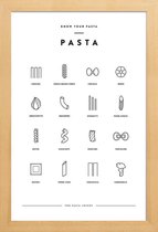 JUNIQE - Poster in houten lijst Pasta infographic -60x90 /Wit & Zwart