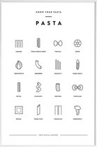 JUNIQE - Poster in kunststof lijst Pasta infographic -20x30 /Wit &