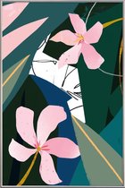 JUNIQE - Poster met kunststof lijst Oleander illustratie -60x90 /Groen