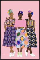 JUNIQE - Poster met kunststof lijst Grlz Band -30x45 /Kleurrijk