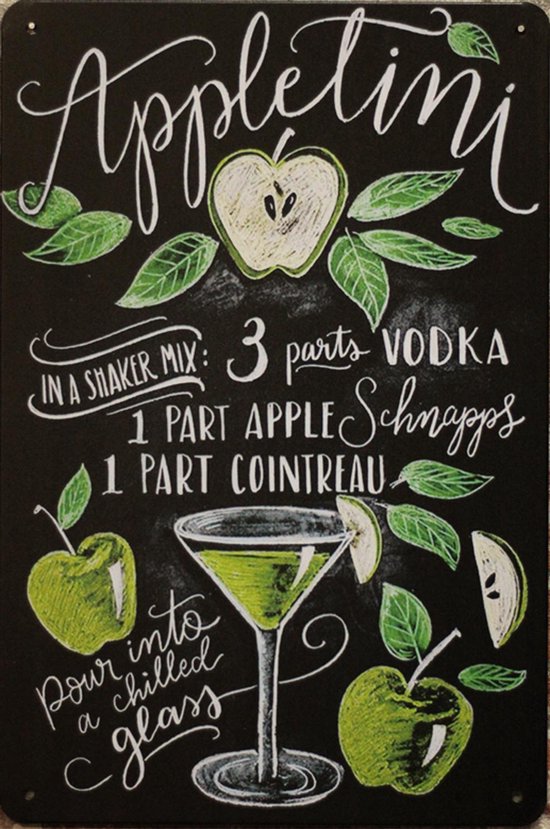 Appletini - Metalen bordje - Metalen borden - metal sign - Cocktails ...