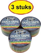 IT'z Duct Tape 08 - Regenboog Cirkels 3 stuks  48 mm x 10m |  tape - plakband - ducktape - ductape