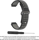 Siliconen Sporthorlogeband - Geschikt voor Garmin - 22 mm - Zwart/Grijs