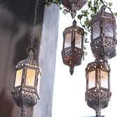 ✿BrenLux ®  Marokkaanse hangende  lantaarn  - Windlicht in glas – Hanglamp Candle 1 stuk - Sfeerverlichting tuin – Kaarsen lantaarn + GRATIS theelicht - Tuindecoratie - Decoratie tuin Lampion
