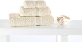 Set de serviettes de bain ivoire (70 x 130 cm, 50 x 90 cm, 30 x 50 cm) 100% pur coton (1x serviette de douche, 1x serviette de bain, 1x serviette de sport)
