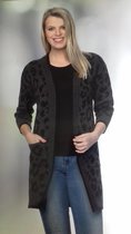 Dames vest , 100% Acryl , 3/4 mouw , grijs/zwart , Maat : M.