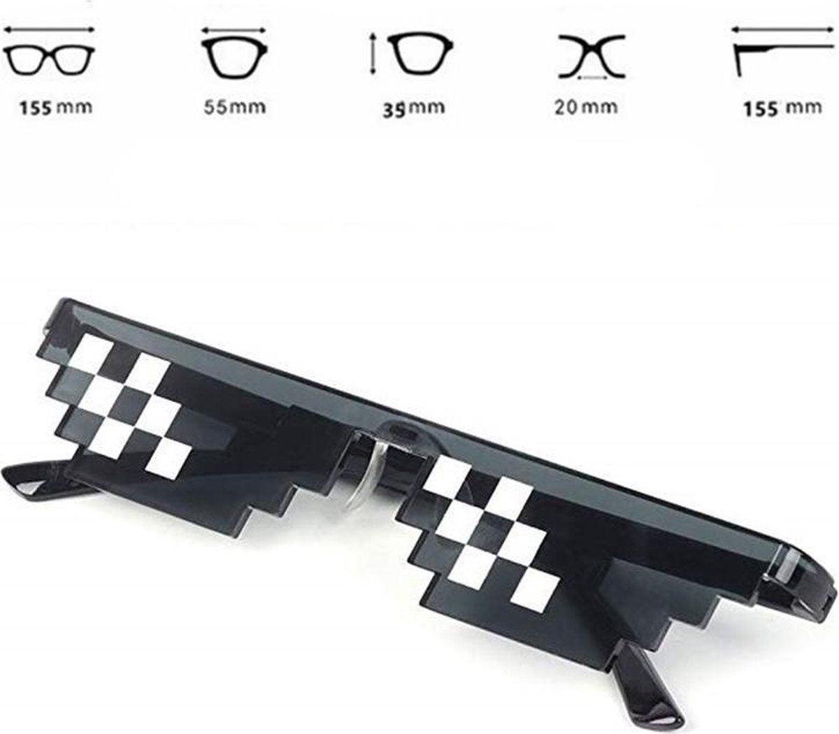 Thug life - zwart - Zonnebril - 8 Bit (hoge kwaliteit) - Unisex - Zonnebril Dames - Heren - Brillen - Vintage - Eyewear - Gift - Merkloos