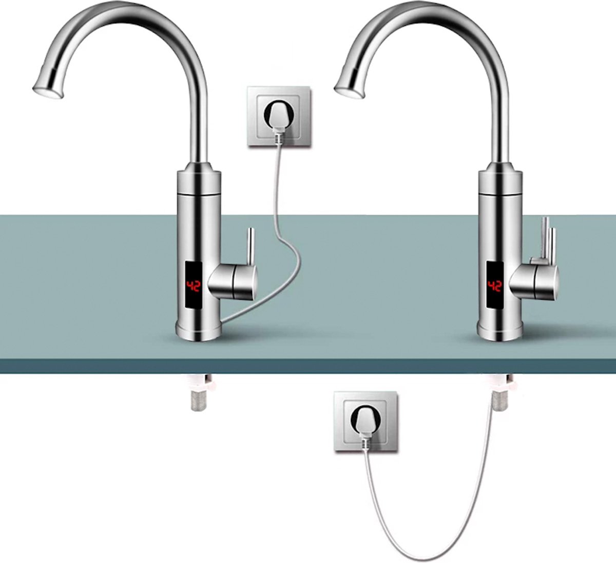 Elektrische heet waterkraan - Heet water zonder boiler - Warmwater  aansluiting - Kraan... | bol.com
