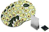 4 Rubberen Onderzetters - Design Avocado's - Rond