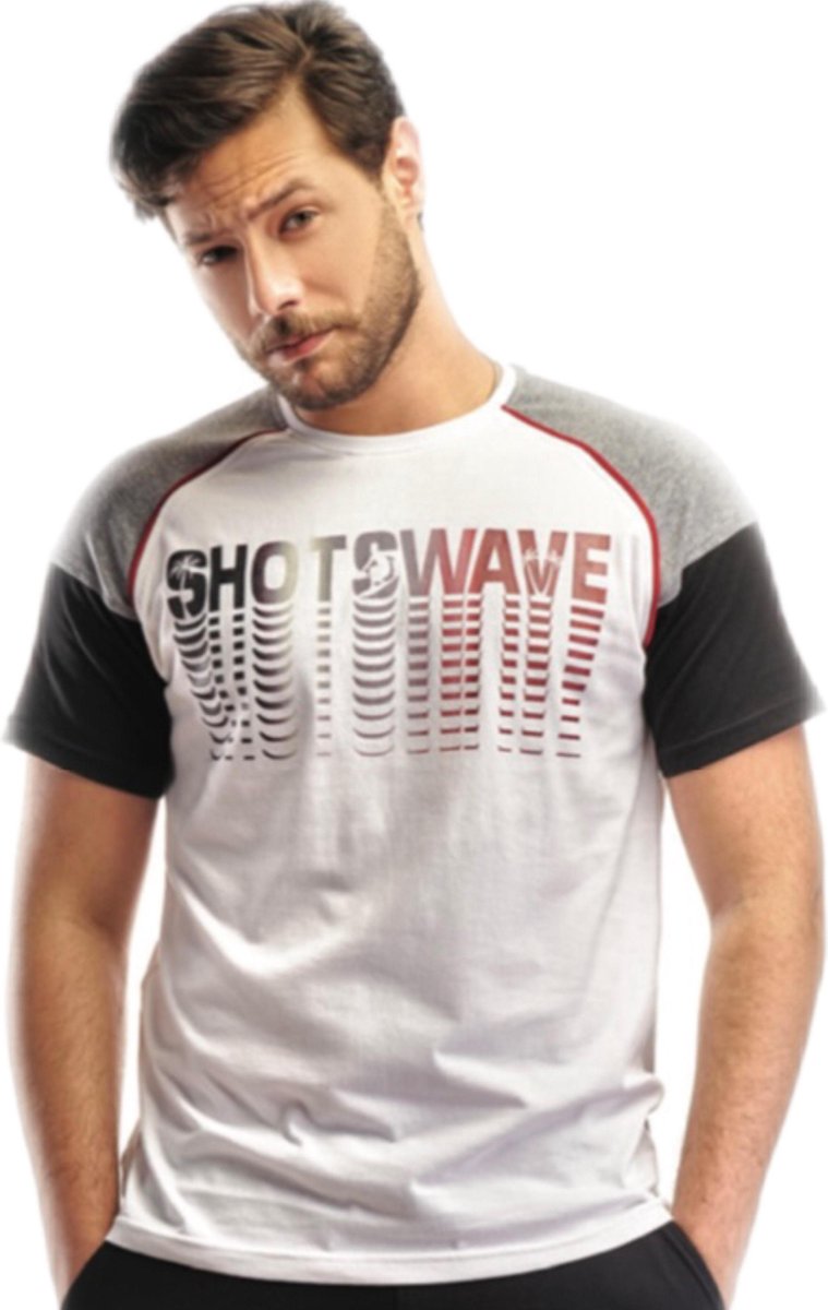 Embrator mannen T-shirt Shotswave wit maat L