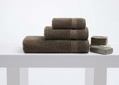 Set de serviettes de bain moka (50 x 90 cm, 30 x 90, 30 x 50 cm) 100% pur coton (1x serviette de bain 1x serviette de sport)