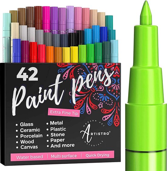 Artistro® - Marqueurs Acryl - Ensemble XXL de 42 couleurs - Marqueurs  peinture