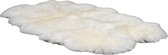 Designer schapenvacht vloerkleed 190 x 120 cm patchwork Ivoor wit; Wit; Creme wit | Hoogpolig vloerkleed natuurlijke vorm.