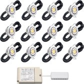 LED terrasoverkapping inbouwspot Toledo inclusief trafo - i.c.m. Somfy IO / veranda / carport / serre / LED buitenverlichting / 3W / dimbaar / warmwit - set van 12 stuks