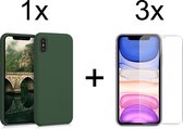 iParadise iPhone XS hoesje groen - iPhone XS hoesje siliconen case hoesjes cover hoes - 3x iPhone xs screenprotector