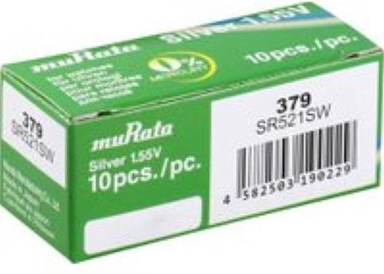 Sony / Murata 379 / SR521SW knoopcel zilveroxide horlogebatterij 2 (twee) stuks