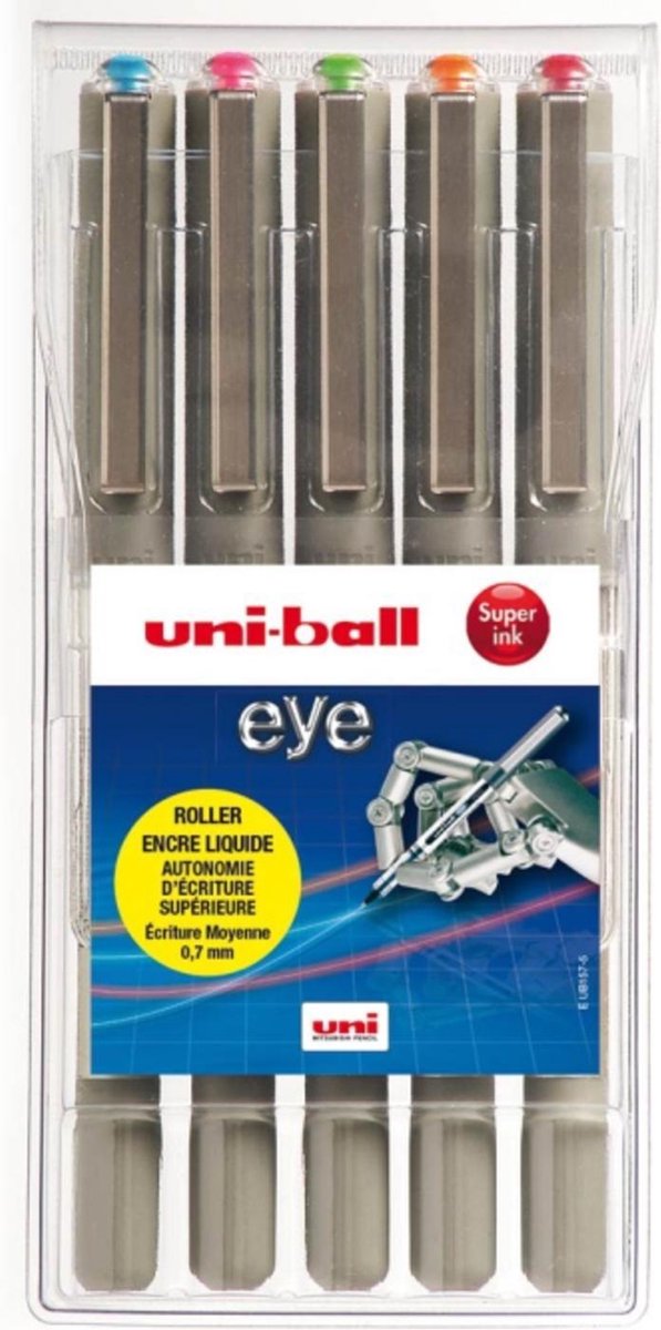 Uni Super Ink Eye Rollerpen 5 Set 0,7 mm