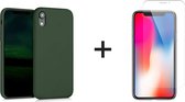 iParadise iPhone XR hoesje groen - iPhone XR hoesje siliconen case hoesjes cover hoes - 1x iPhone xr screenprotector