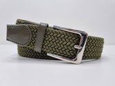 Elastische broekriem  Stretch riem  Vlecht riem Gevlochten riem  Elastiek riem - unisex - geschikt voor zowel mannen als vrouwen - Kleur Leger groen