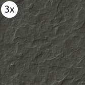 Crearreda – Vloertegelstickers – Stenen Zwart – Zelfklevende Tegelstickers – 40 x 40 cm (3x)